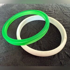 Green and White Plastic Bangles